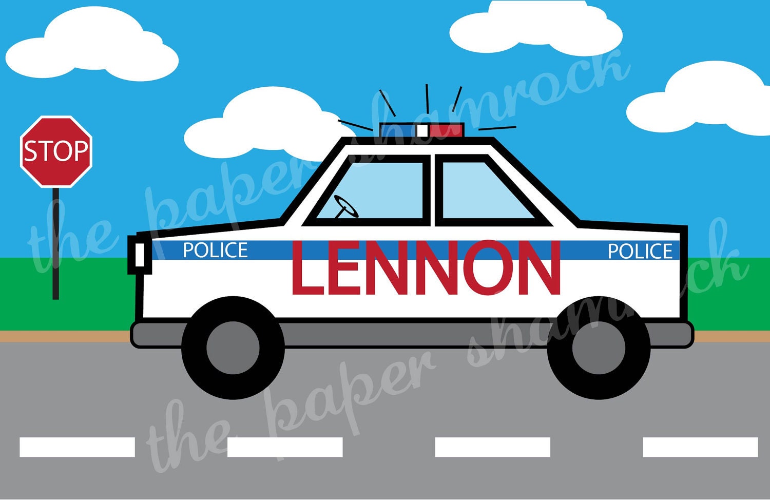 Police Car - Kids Personalized Placemat, Customized Placemats for kids, Kids Placemat, Personalized Kids Gift Il_570xn