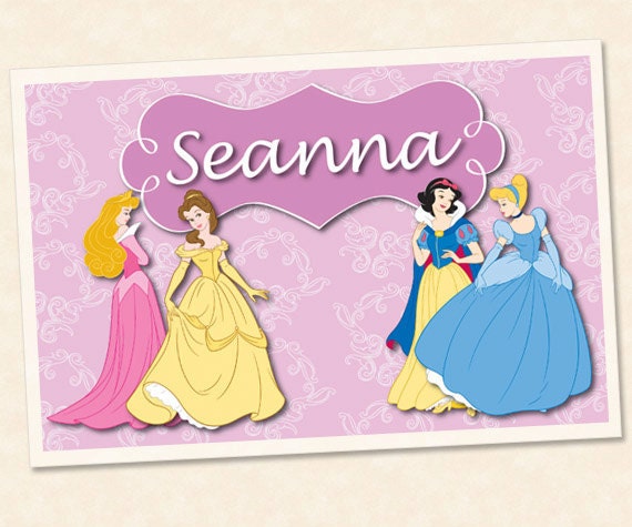 Princess - Kids Personalized Placemat, Customized Placemats for kids, Kids Placemat, Personalized Kids Gift Il_570xn