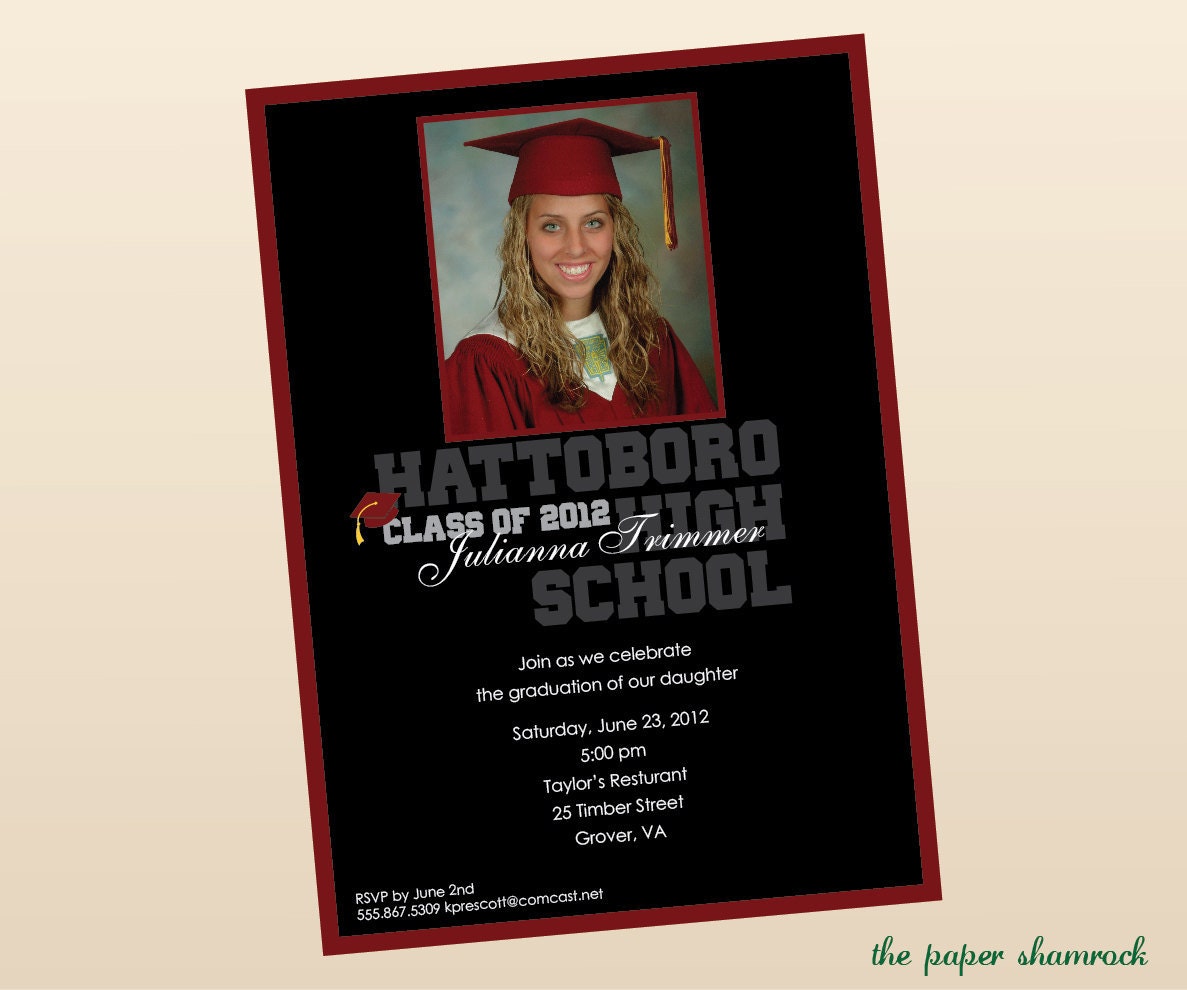 Photo Graduation Invitation, High School Graduation Invitation, College Graduation Invitation, Graduation Party Invitation, 2012 Il_570xn