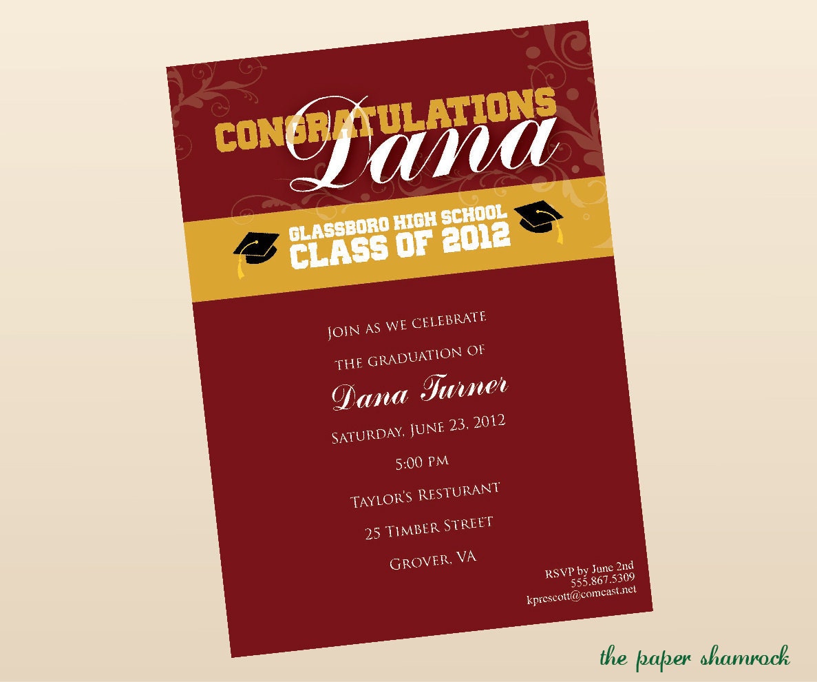 Graduation Invitation, High School Graduation Invitation, College Graduation Invitation, Graduation Party Invitation, 2012 Il_570xn
