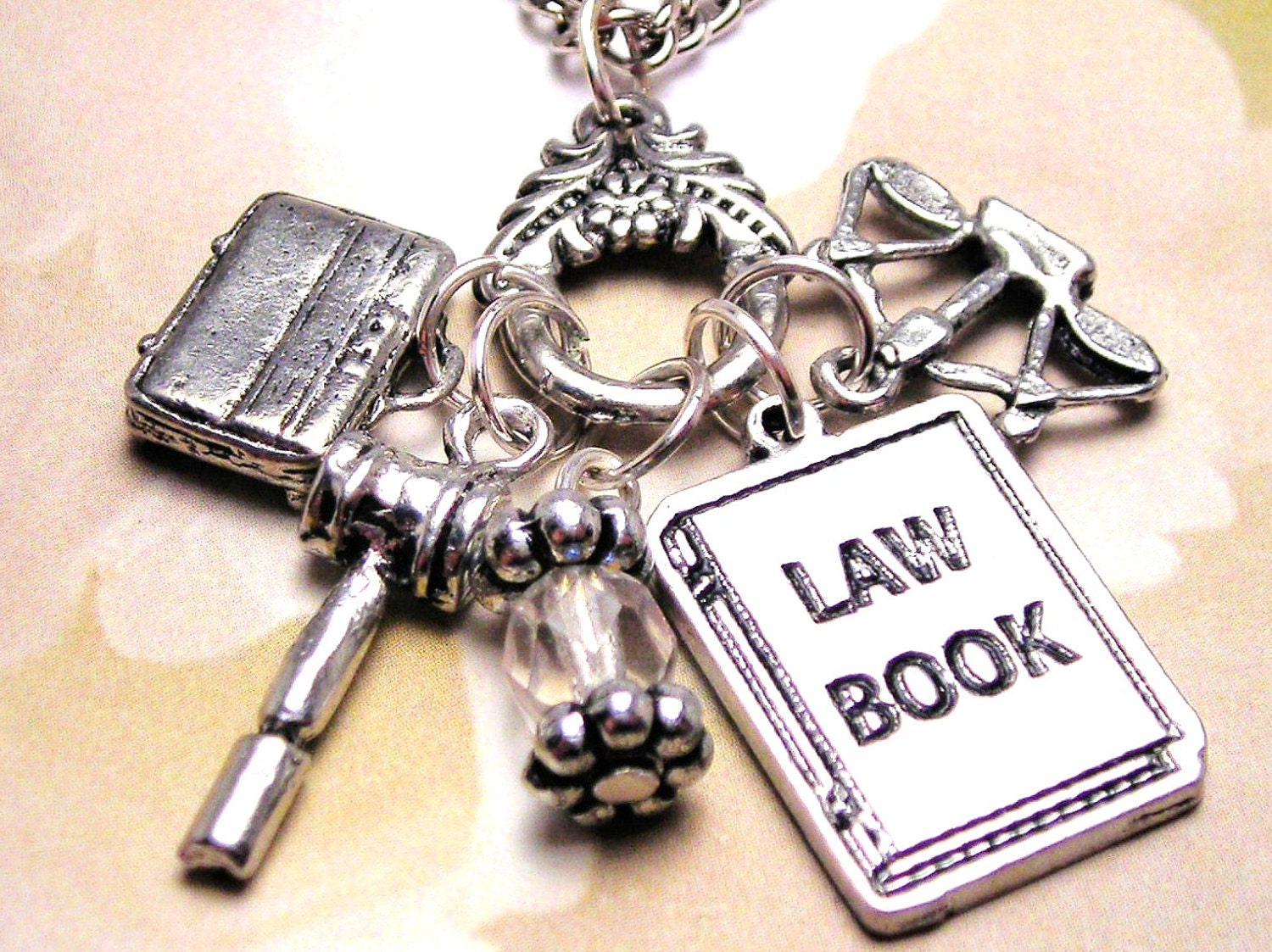 Lawyer or law school Graduation time charm holder    necklace