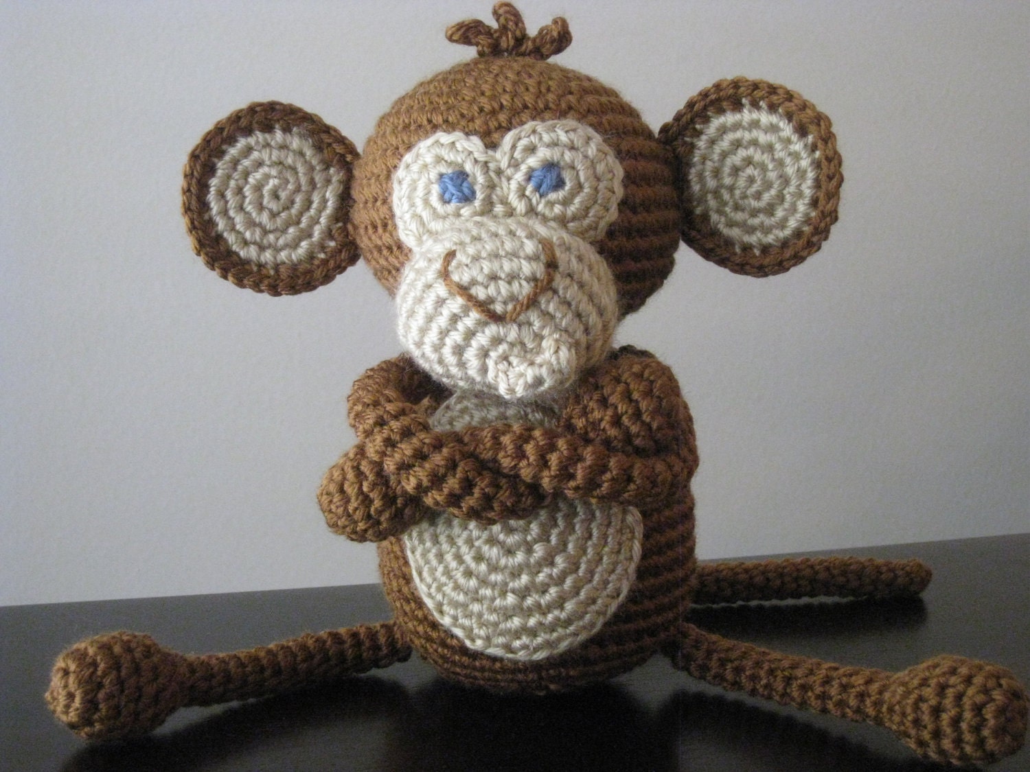 Crochet Baby Monkey, vegan plush toy doll amigurumi brown tan stuffed animal gift boy or girl MADE TO ORDER many colors available, pink