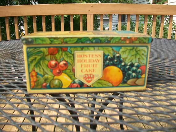 Vintage Hostess Holiday Fruit Cake Tin by TheVintageLure on Etsy