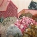 Vintage 1960s handmade wool and fabric country cottage needlework picture