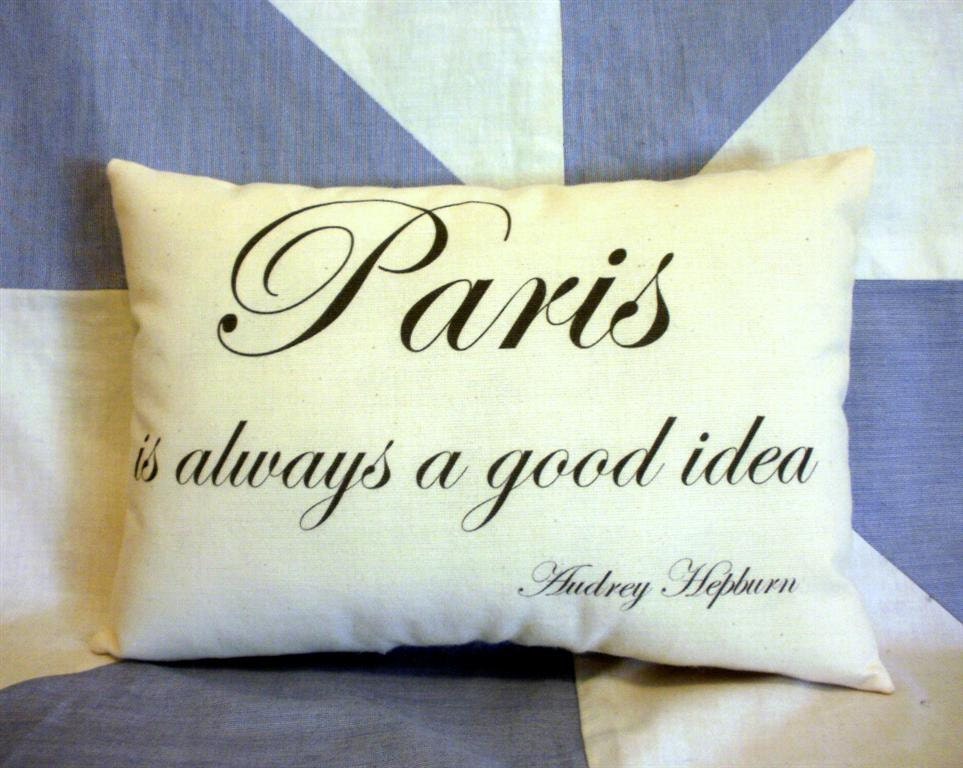 Paris Audrey Hepburn Quote Vintage Retro Style Cushion Pillow