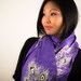 Hand Painted Silk Scarf "Purple Peacock" in Violet and White - Purple Silk Scarf - Long Silk Scarf - Silk Sash - Muffler - Girly Gifts Ideas