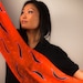 Hand Painted Silk Scarf in Orange and Black - Long Silk Scarf - Orange Silk Scarf - Muffler - Scarfs - Hand Dyed Silk - Gifts For Women