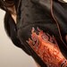 Hand Painted Silk Scarf in Black and Orange - Long black silk scarves - Muffler - Tribal - unique gift for men or women - handpainted