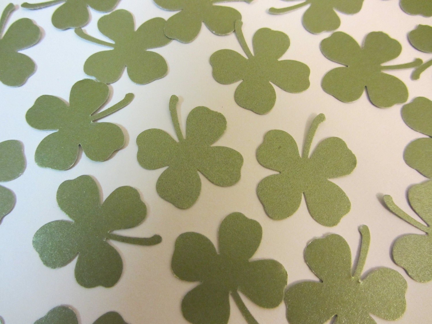 Green Paper Shamrocks - Scrapbooking, Confetti, Party Decorations, St. Patrick's Day Decor - FREE SHIPPING