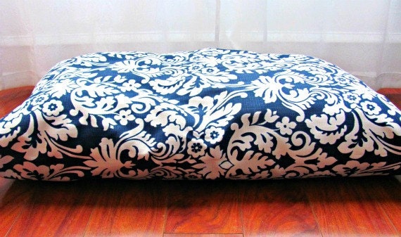 Dog Bed Cover, Navy, Victorian, Beach, Blue, White, Modern, Large, Medium Dog, SALE