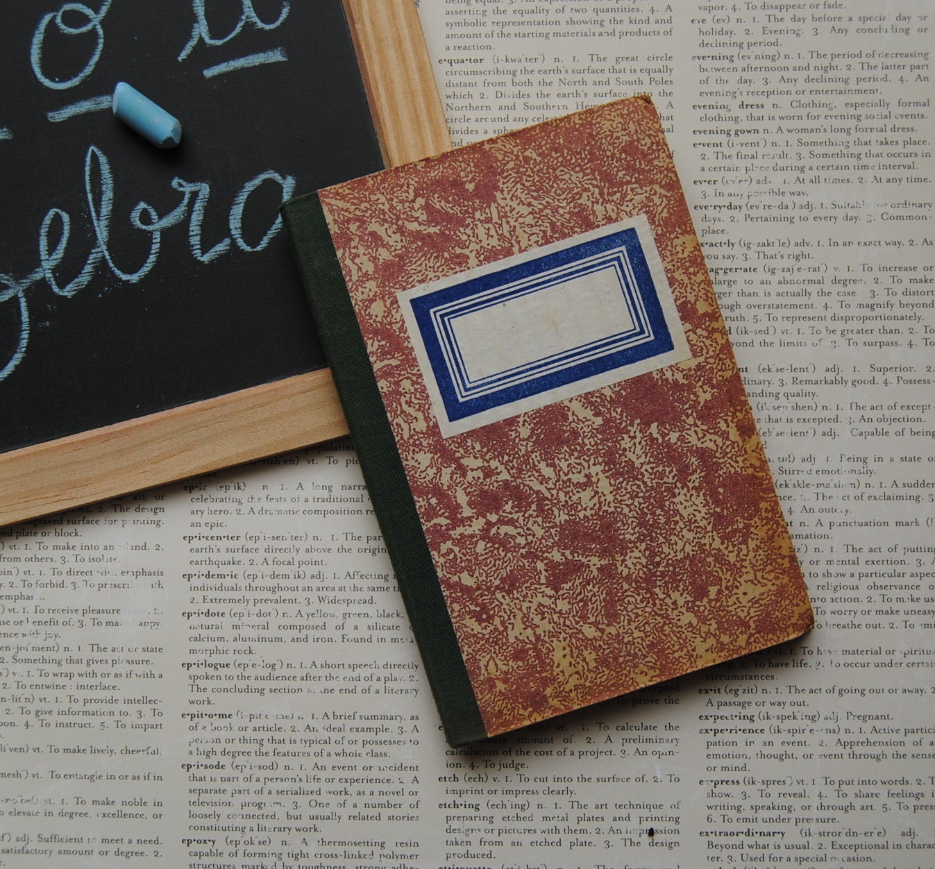 vintage - OLD LEDGER BOOK - hard cover - lined pages - blank (nr.01)