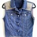 IL Double Shoulder Studded Denim Vest