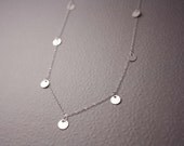 Tiny Silver Disc Necklace - bright silver dots round tiny drops - bridal jewelry or simple everyday necklace