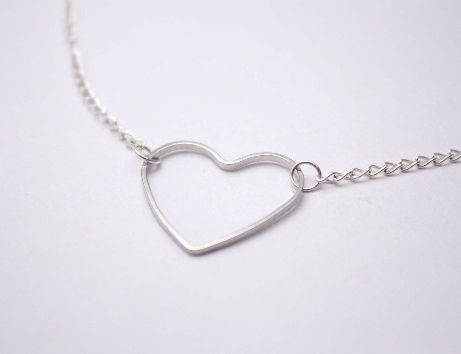 simple silver heart necklace - whimsical simplicity - simple everyday jewelry
