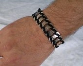 Bicycle Jewelry, Bicycle Chain Link & Leather Bracelet, Sports, Bikes