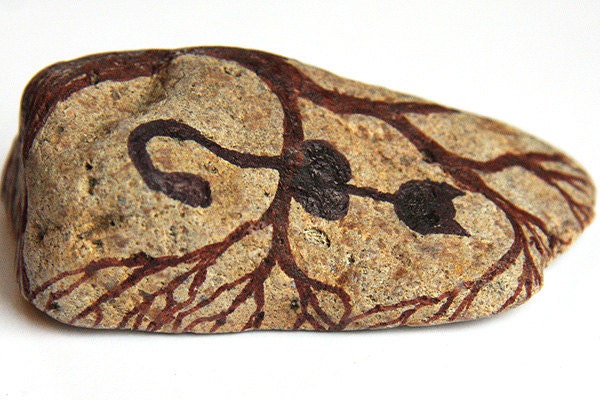 Home Decoration, Black Cat in a Tree, Painted Stone in Black and Brown, Inspired by my Neighbor's Cat Teasing my Dog, TAGT