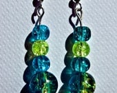Two color crackle glass bead earrings "Good Morning" Free shipping