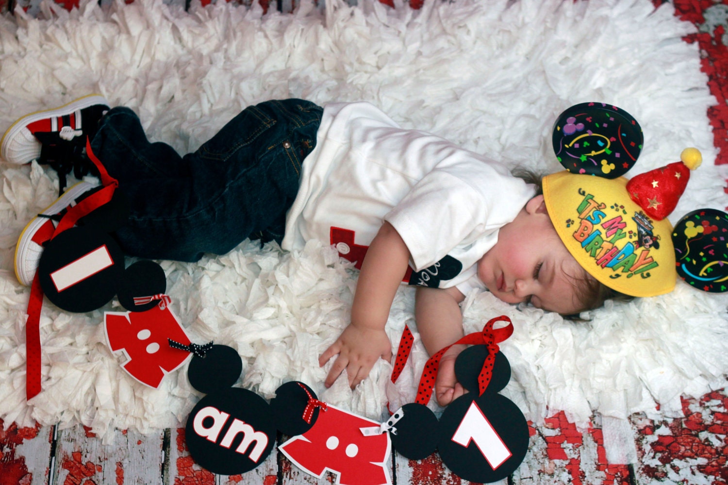 Mickey Mouse Highchair Banner-"I am 1"