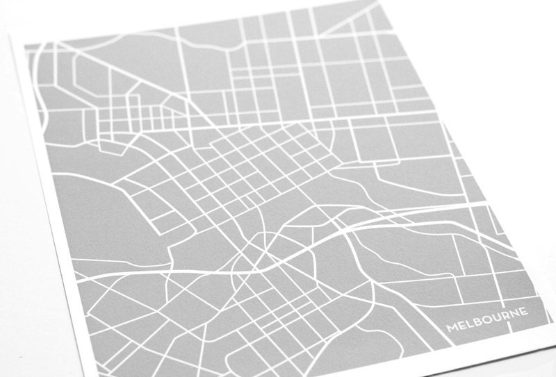 Melbourne City Map Art Print / Australia Digital Wall Poster / 8x10 / Personalized colors