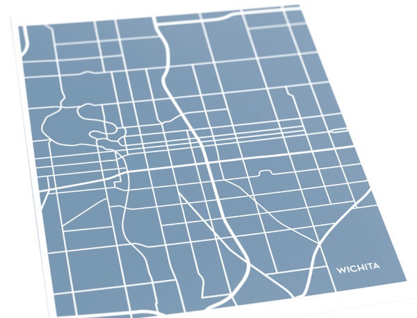 Wichita City Map Art Print / Kansas Art Wichita State University Grad Gift / 8x10 Dorm Decor / Choose your color
