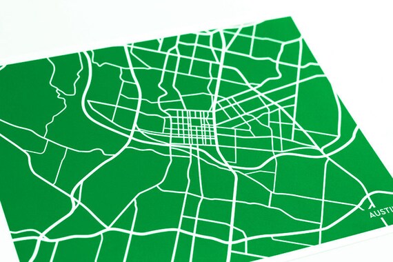 Austin Map Art City Print / University of Texas Wall Art / 8x10 / Custom colors