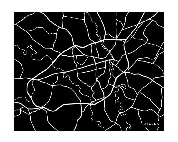 Athens, GA Custom Map Print / University of Georgia UGA Art Poster / 8x10 / Any color