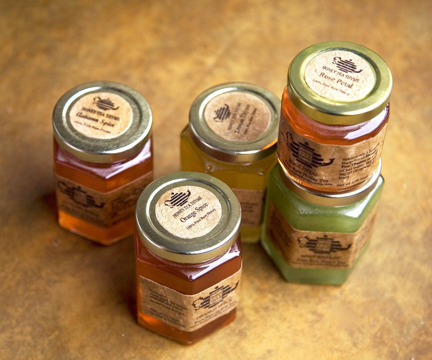 Pure Raw Honey Tea 12, 5 oz Jars Great Gift Idea, Easter or Mothers Day gift