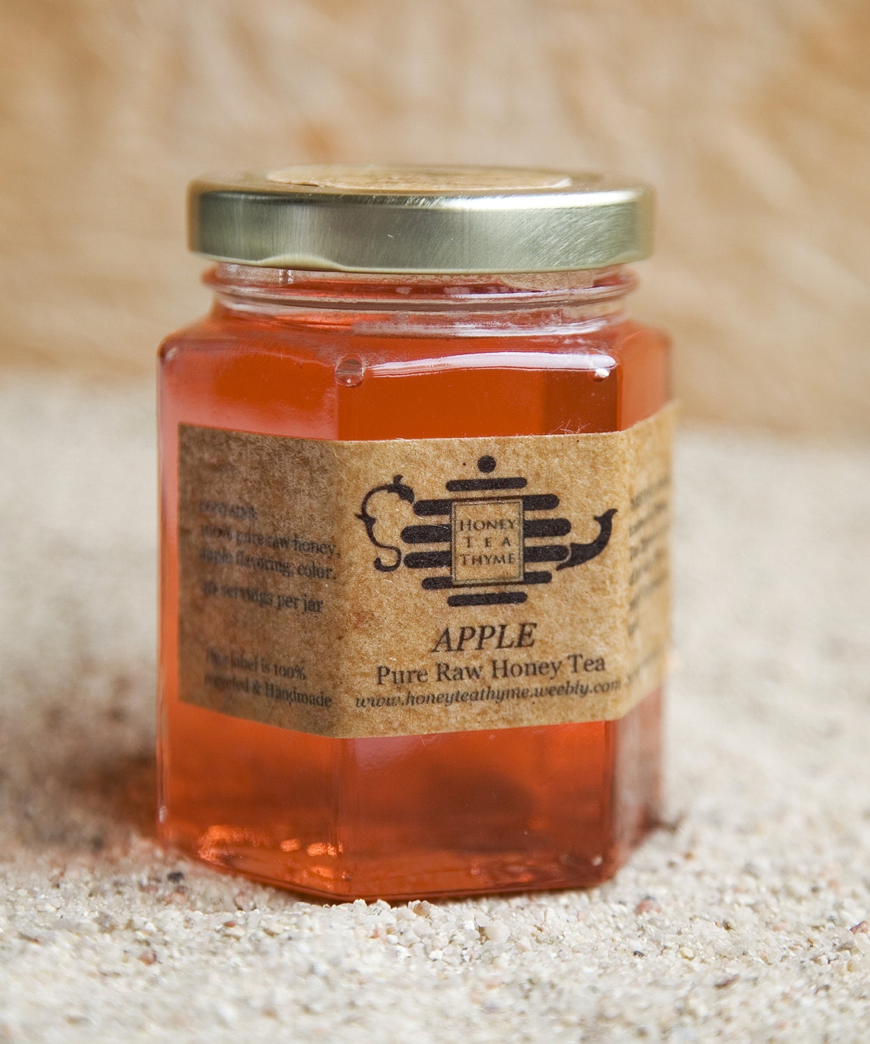 Pure Raw Honey Tea APPLE flavored 8 oz - honeyteathyme
