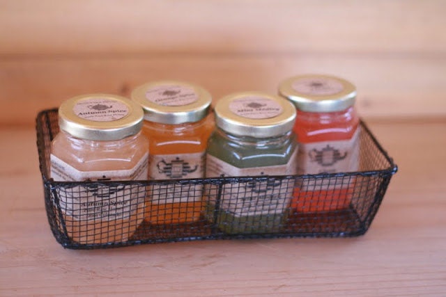 ORGANIC Pure Raw Honey Tea, Gift set of 4 with wire gift basket. Choose your favorite flavors. 5 oz.