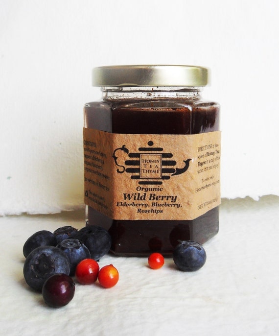 Pure Raw Honey TEA. Organic Wild berry with rosehips, elderberry, & blueberry. Instant all natural tea
