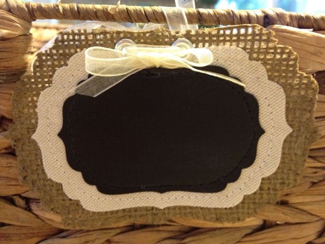 Burlap Chalkboard Tags / Labels - Fancy - Small size - Set of 6 - wedding, place card, gift tag, name tag