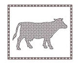 Blackwork Cow, Blackwork animals collection PDF pattern cows