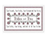 cross stitch pattern, Twins baby name sampler with poem, personalize with any name