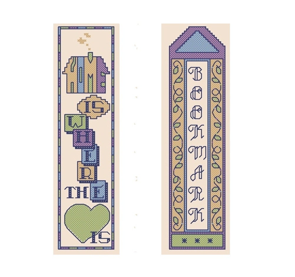 bookmark cross stitch patterns, 2 chart pack