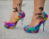 Women's Custom Designed Shoe/ Pump "Mardi Gras" One of a Kind high Heel - BLCustomDesignShoes