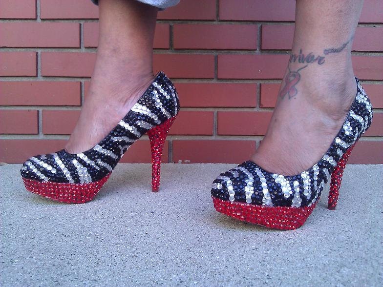Women's Custom Designed Shoe/ Pump "Danger" One of a Kind High Heel.