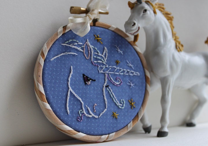 Little Unicorn embroidery hoop art