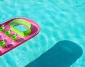 Summer Floatie,Pool, Blue, Pink, 8 x10