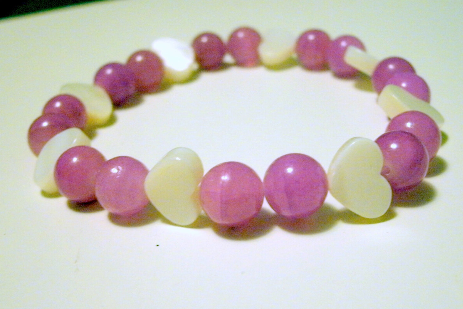 Reserve for Janet-CLEARANCE PRETTY and girly Lavender and white MOP and amethyst bracelet