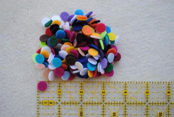 100 Die Cut Felt Mini Circles, Variety of Colors