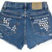 Studded Shorts Vintage Distressed High Waisted Blue Denim Hipster Boho Hippie Upcycled Jordache Small Medium W27