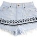 Tribal Aztec Shorts Hand Painted Vintage Distressed High Waisted Denim Upcycled Hippie Boho Hipster Coachella W27 Small Medium