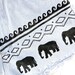 Tribal/Aztec Elephant and Waves Shorts, Hand Painted, Vintage Distressed High Waisted Denim, Upcycled W28