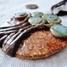 3D Green, Brown, Earth Tone Hand Sculpted Coiled Ceramic Tree Pendant on Genuine Leather Suede and Glass Beaded Cord