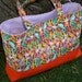Paisley & Orange Duck Cotton XL Tote w/ Lavender Polka Dot