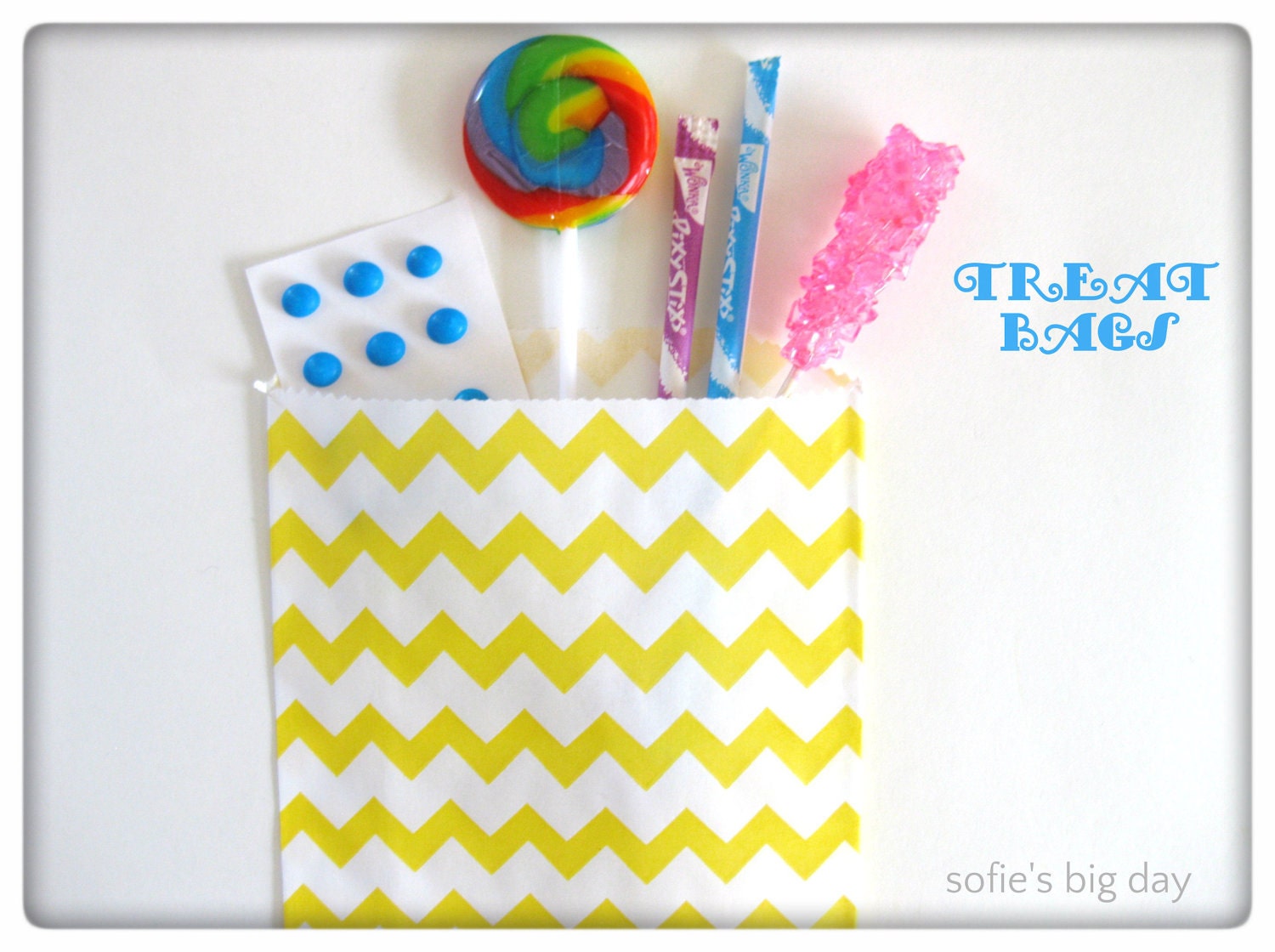 YELLOW TREAT Bags- Chevron stripe bags-favor bags-chevron stripe goody bags-20 count Il_170x135
