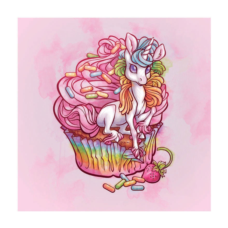 Uni in my cupcake 13'"X13" Sweet-tastic unicorn art print