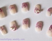 Japanese 3D Nail Art Set - Purple Glitter with White Bows