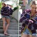 Zarzamora. Aztec Peacock Print Eco Upcycled Vintage Chunky Cardigan Sweater in Berry