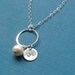 Initial stamped charm & Swarovski pearl necklace,eternity circle, STERLING SILVER, bridal favor, bridesmaid necklace, personalized jewelry